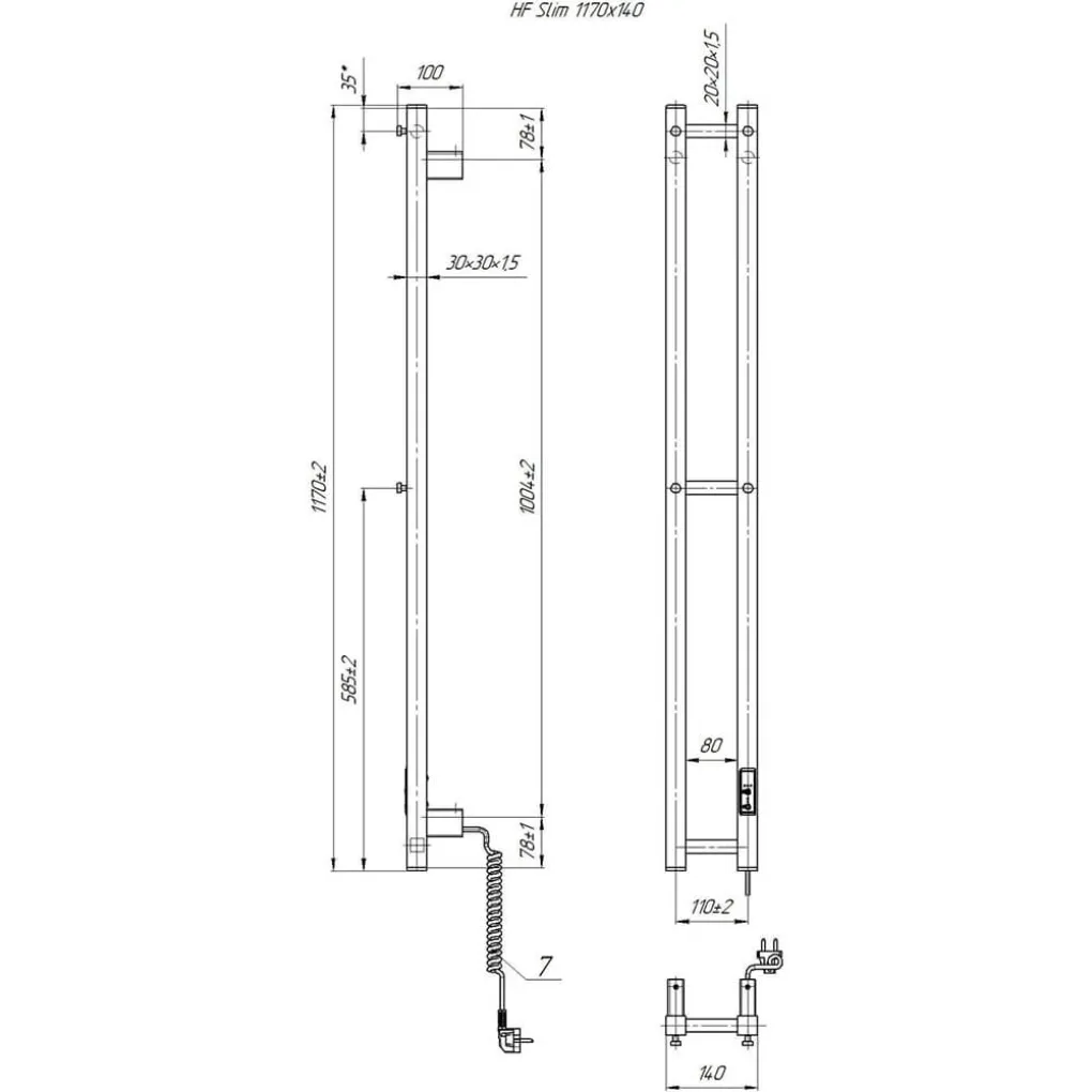 Электрический полотенцесушитель Hygge Family HFSlim1170х140 черный матовый (3.164.045618.BM)- Фото 4